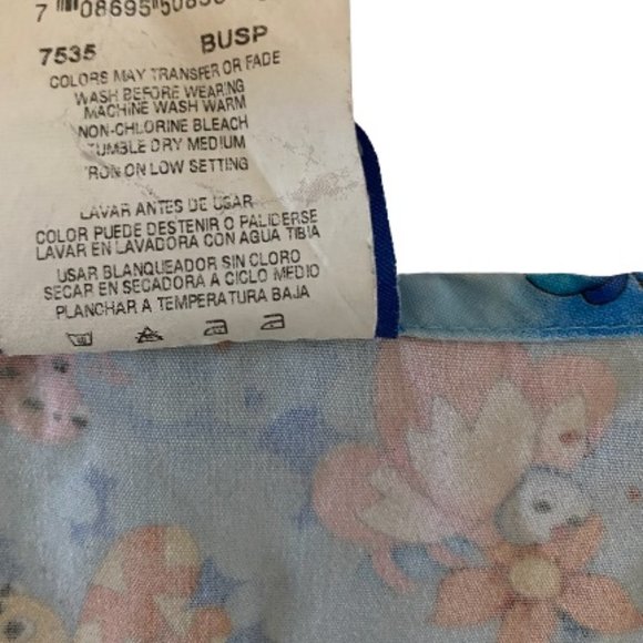 Woman’s Long Sleeve Ribbed Cuff ScrubTop Blue Insect ladybug bumblebee By Landau - Picture 8 of 10